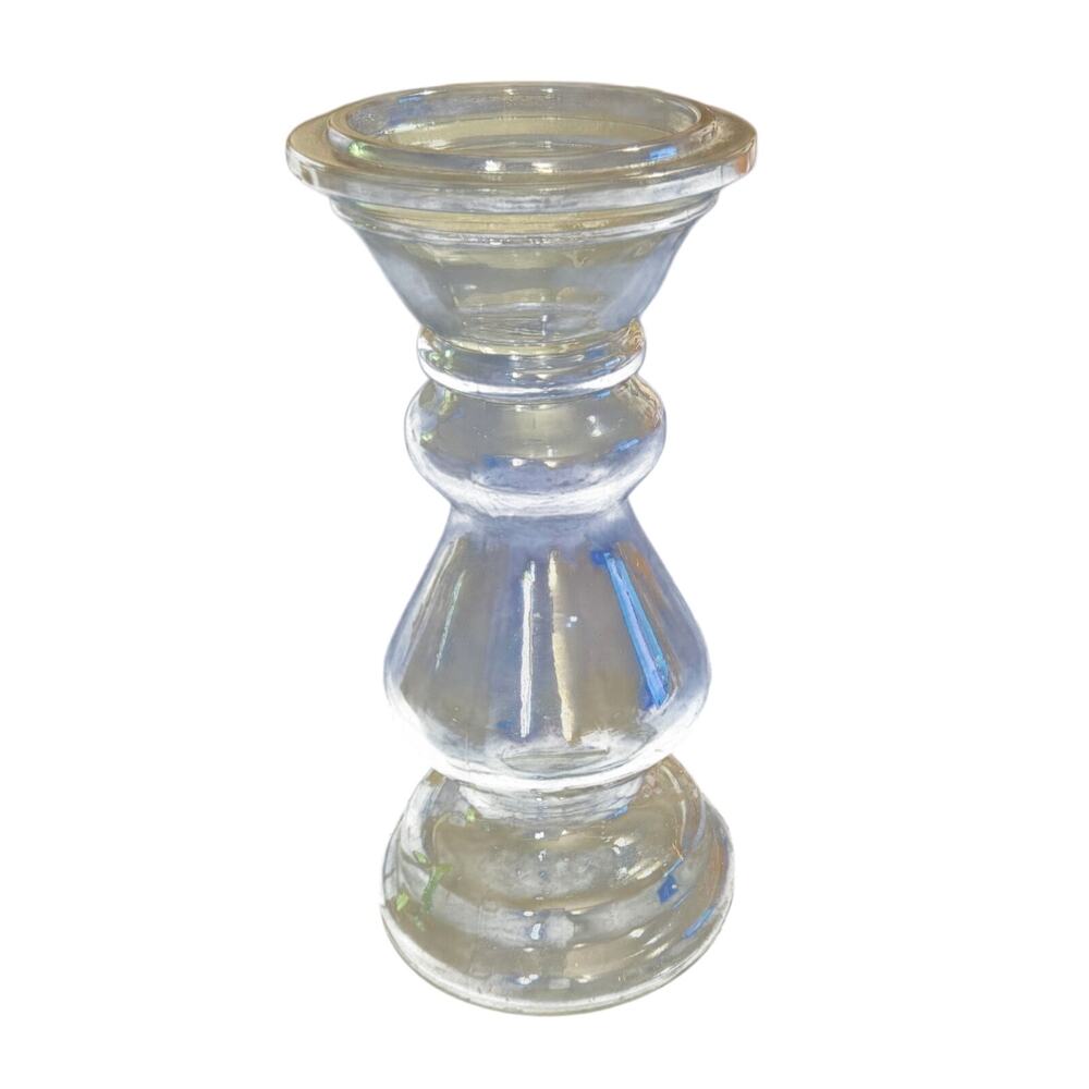 Smoky Gray Glass Sculptural Pedestal Vase Flared Rim Modern Home Decor